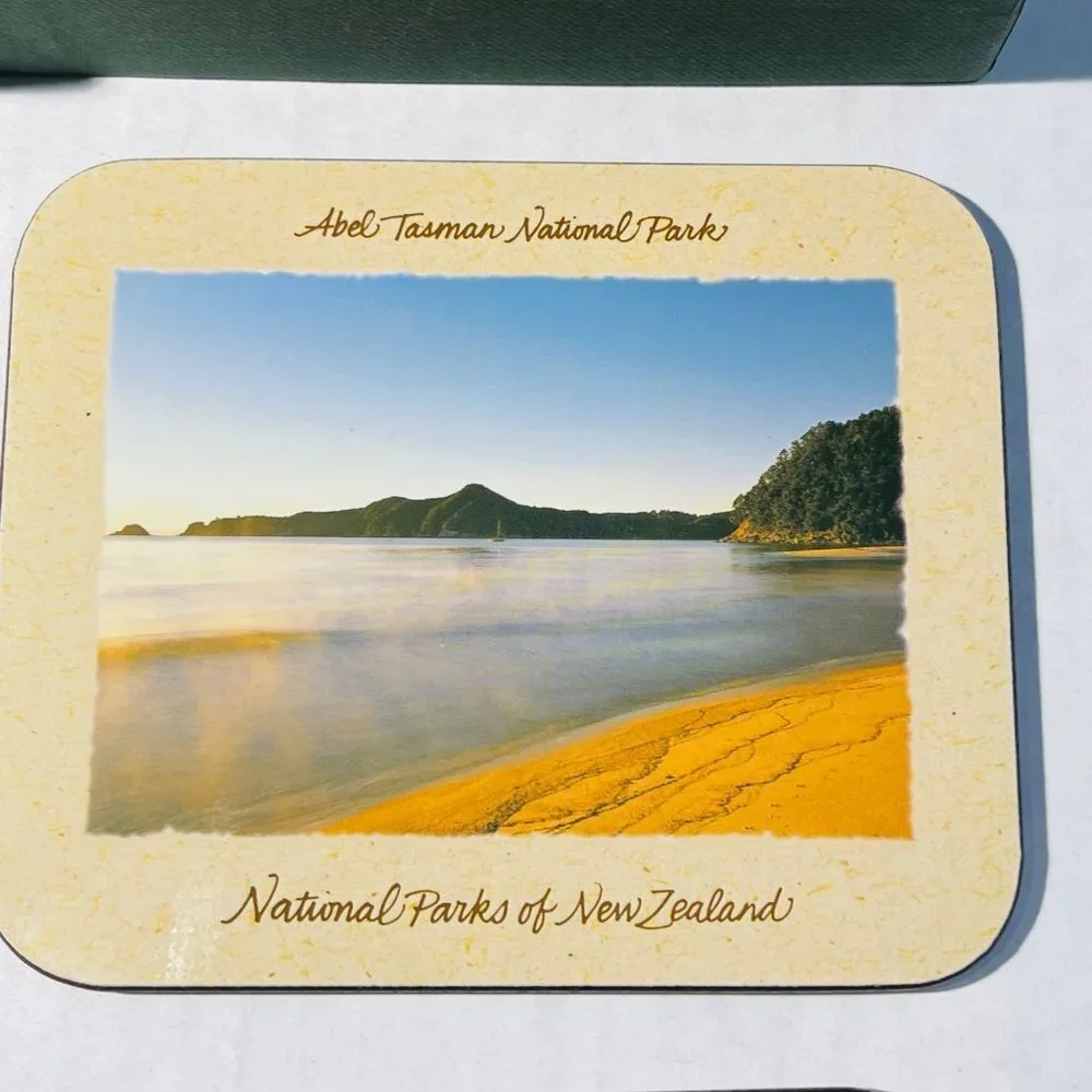 Jason Coasters New Zealand Set of 6 National Parks Photo Cork Back Decor Box